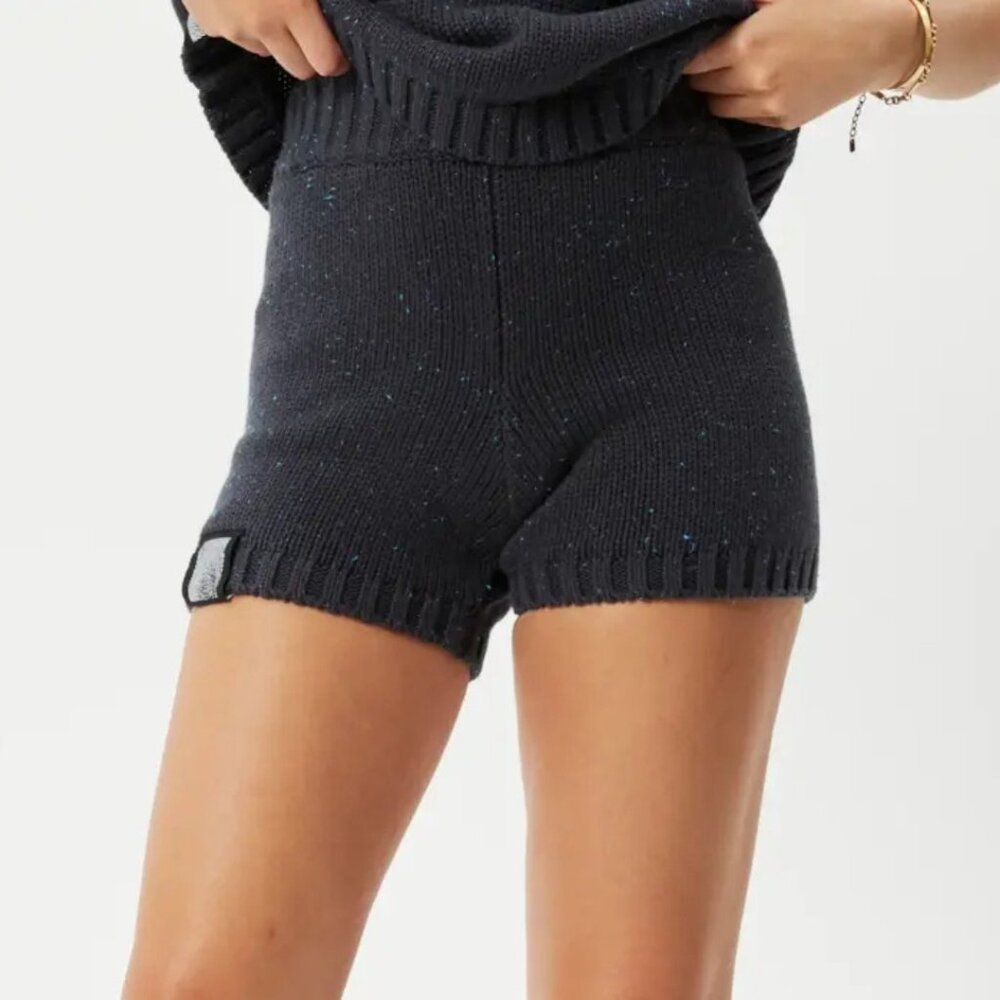 BNWT Afends - Solace - Women's Charcoal Organic Knit High Waisted Bike Shorts - Picture 1 of 5
